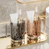 Vaso para Cepillo de Dientes con Patrón de Diamante, Vaso para Lavarse la Cara de Pareja Atractivo, Vaso para Enjuague Bucal Infantil, Vaso Transparente para Cepillo de Dientes con Asa para Baño