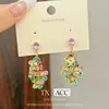 Pendientes de Fuegos Artificiales Brillantes Retro Europeos y Americanos Micro-Pavimentados con Circonita para Mujer, Pendientes de Flor de Moda y Versátiles, Pendientes de Borla de Diseño