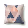Funda de almohada de poliéster marmoleado estilo ins nórdico estampado geométrico terciopelo piel de melocotón funda de almohada para sofá de sala de estar QTH03