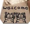 Nueva alfombra de piso de terciopelo de cristal con diseño de gatito vintage para uso doméstico, resistente a la suciedad, resistente al desgaste, fácil de mantener, alfombra a prueba de polvo y antideslizante para la entrada