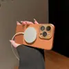 Funda de Teléfono con Patrón de Cuero Napa de Comercio Exterior Adecuada para Apple 15promax Gama Alta 14 Espejo de Cristal 12 Magnético 11