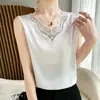 Camisola de encaje de venta caliente en verano para mujer, ajuste holgado, se puede usar como top interior o exterior, camiseta sin mangas con escote en V de encaje