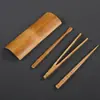 Venta directa del fabricante: Cuchara de té de bambú carbonizado, juego de cuatro piezas de agujas de té, accesorios para té Kung Fu, cuchara de té estilo japonés
