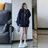 Cárdigan pesado estilo americano para otoño/invierno color gris lechoso con cremallera, prenda exterior retro para mujer, forrado de felpa y engrosado, corte holgado para primavera y otoño