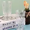 Estilo Palácio Chinês Retrô Vidro de Pé Alto Lote Pequeno Taça de Vinho Tinto Taça de Vinho de Frutas em Relevo Copo de Uísque Copo de Suco