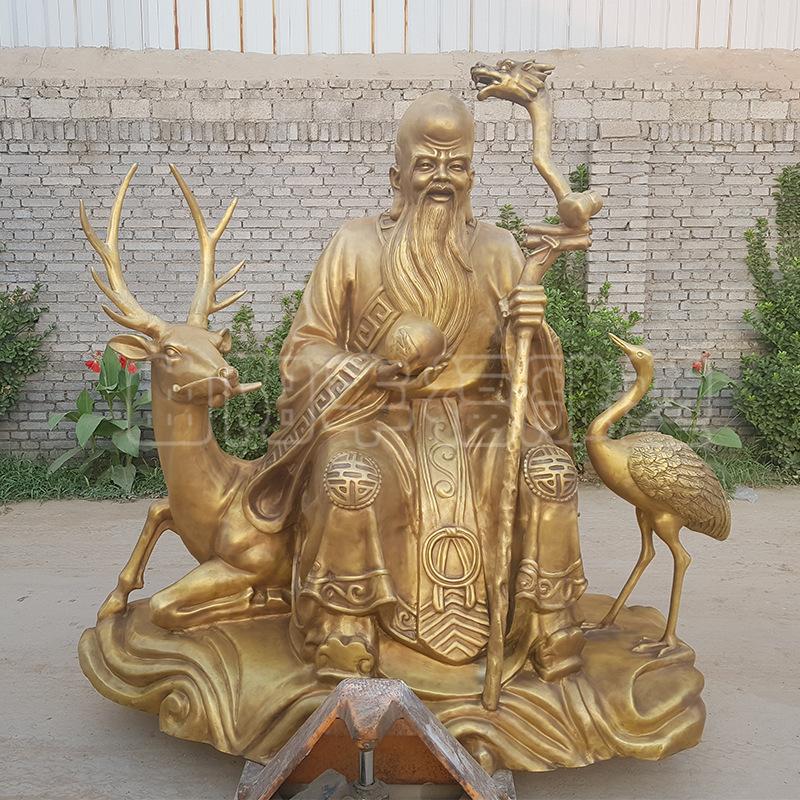 铜寿星公雕塑,黄铜寿星雕塑,纯铜寿星,铜寿星摆件,铜佛像,铜