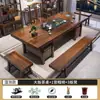 Mesa de chá grande de madeira maciça e combinação de cadeiras uma mesa e cinco cadeiras mesa de chá estilo chinês novo mesa de chá de escritório para casa integrada