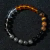 Pulseras de Cristal de Moda Estilo Europeo y Americano Transfronterizo, Cuentas Redondas de Piedra Ojo de Tigre, Pulseras de Piedra Natural, Pulseras de Cuentas