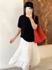 Top de malha requintado com strass para mulheres plus size, coleção de outono 2026, camiseta casual de manga curta com gola redonda para mulheres plus size