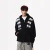 Sudadera con capucha bordada con parche de letra estilo americano para hombre y mujer, chaqueta de diseño de alta costura de otoño para parejas, cárdigan deportivo retro