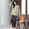 Pijama Feminino de Viscose Stretch para Primavera, Gola Redonda, Amigo da Pele, Macio, Solto, Conjunto Casual para Casa Feminino, Novo Modelo 2026