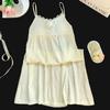 [Algodón Yunduo] Peishi de Abanico # Suéter de Verano para Mujer Ropa de Casa con Almohadillas en el Pecho y Camisones