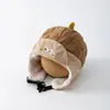 Gorro de orejeras de dibujos animados para niños de otoño e invierno con forma de nuez, gorro Lei Feng de dinosaurio para bebé, gorro a bloques de color a prueba de viento y cálido para niños y niñas