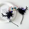 Halloween Flor Sombria Galho de Cervo Headband Festa Dançante Headband Borboleta Artificial Foto Engraçada Fantasia para Fantasiar