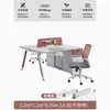 Escritorio Moderno Simple Estación de Trabajo para Empleados Combinación de Escritorio y Silla Cabina con Pantalla Asiento para 6 Personas 4 Pares Escritorio de Computadora para Personal de Oficina