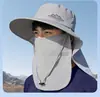 Sombrero de Sol de Verano con Máscara Integrada que Cubre Toda la Cara, Sombrero de Sol de Ala Ancha para Exteriores, Mascarilla Facial Anti-UV para Mujeres