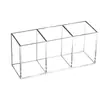 Caja de Almacenamiento de Cosméticos Transfronteriza Acrílico Transparente 3 Compartimentos Soporte para Brochas de Maquillaje Herramientas Soporte Creativo para Brochas