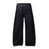 Outono e Inverno Novo Azul Tanino Simples Design Machete Flip Jeans Masculino e Feminino Versátil Calças Largas Soltas
