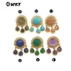 Pendientes Cortos Exquisitos para Mujer Me120 Estilo Palacio Chino Borla de Piedras Preciosas Coloridas Diseño de Piedra Gota de Agua