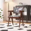 Silla de Comedor de Madera Maciza para el Hogar, Silla Chandigarh Estilo Mediados de Siglo, Silla con Reposabrazos Suaves Estilo Wabi-Sabi, Silla de Ratán para Ocio