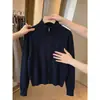 Cárdigan de Punto con Cuello Alto y Cremallera Estilo Old Money para Mujer, Ropa Exterior de Otoño de Alta Gama Suave y Cómoda, Chaqueta Suéter de Corte Ajustado, Top Grueso