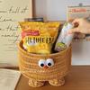 Cesta Tejida para Artículos de Escritorio Cesta de Almacenamiento Cesta de Almacenamiento para Hogar Dormitorio Linda Cesta de Almacenamiento de Ratán Cesta de Almacenamiento para Snacks