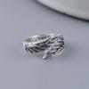 Anillo Abierto de Dedo Índice de Nicho Moderno Distintivo de Alas de Ángel de Estilo Coreano Plata Tailandesa S925 Imitación Envejecida para Mujer