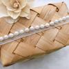 Venda Direta da Fábrica Chiffon com Renda e Pérolas, Acabamento de Renda com Pérolas de Lado Único, Renda com Contas para Roupas, Sapatos, Chapéus, Acessórios DIY