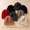 Gorro 100% Cachemir Puro para Mujer, Invierno Cálido, Espeso, de Lana, Tejido, Protección contra el Frío para Ciclismo al Aire Libre, Gorro con Protección para los Oídos