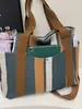 Bolso de Hombro para Mujer de Gran Capacidad Estilo Coreano Nuevo Estilo 2025 Bolso Tote Casual Rayado Ropa de Trabajo Bolso Grande Simple