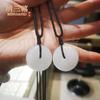 Productos A Naturales Jade Blanco de Xinjiang Colgante de Hebilla Ping An Jade Grasa Grado Seda Dorada Jade Blanco Colgante de Collar Hebilla Ping An