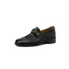 En Stock~ Mocasines de Cuero Genuino con Puntera Cuadrada y Tacón Grueso con Hebilla, Nuevo Estilo Zapatos de Cuero Suave de Piel de Vaca con Tacón Medio Estilo Británico