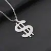 Colar masculino transfronteiriço europeu e americano, estilo hip-hop, pingente personalizado de aço inoxidável com dólar, corrente para suéter, atacado de joias e acessórios