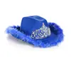 Fábrica Amazon pronta entrega chapéu de cowboy rosa Chapéu de cowboy western com coroa Chapéu de cowboy western com borda de pena rosa