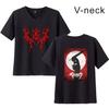 Transfronteiriça Novo Sucesso de Vendas Estilo Espada Japonesa Lenda Berserk Periférico Estampado Moda Feminina Gola V Casais Manga Curta T