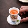 Posavasos de cerámica dorada pintado a mano, creativo portavasos de porcelana blanca dulce, juego de té con aislamiento térmico, accesorios para ceremonia del té de kung fu para el hogar