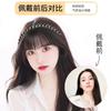 Diadema de Pedrería Flequillo Peluca Integrada para Mujer Cortina Delantera para la Frente Flequillo Qi Roto Pieza para Cubrir Cabello Blanco Flequillo de Aire Pieza de Peluca