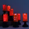 Linterna de Calabaza de Halloween Nuevo Portavelas Decorativo Lámpara de Viento Lámpara Electrónica LED de Vela Adorno de Lámpara de Aceite Creativo Luz Nocturna