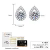 Brincos Europeus e Americanos de Prata de Lei S925 para Mulheres, Brincos de Moissanita em Formato de Gota Estilo Coreano de Luxo Leve, Brincos de Moissanita Cor D 1 Quilate