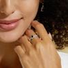Anillo de esmeralda de cultivo cuadrado nuevo de comercio exterior transfronterizo plata S925 totalmente engastado color tesoro lujo ligero anillo de dedo moda europea y americana