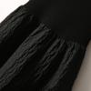 [ZQG463466MG] elegante falda negra pequeña de punto de lana con medio cuello alto y costuras vestido tipo cancan ajustado