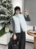 Chaleco acanalado de algodón ligero con grafeno para mujer, nuevo estilo invierno 2026, negro, adelgazante, cuello alto, prenda exterior cálida