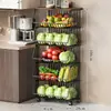 Estante de Almacenamiento de Cocina Cesta para Frutas y Verduras Sala de Estar Estante de Almacenamiento para Juguetes y Snacks Carrito Pequeño Multifuncional de Pie para el Hogar