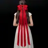 Tulle Estilo Antiguo Lazo Rojo Cinta Larga Pasador de Pelo Pinza de Resorte de Cinta Accesorio para el Cabello en la Parte Posterior de la Cabeza Adorno para el Cabello con un Toque Femenino