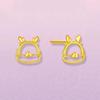 Zhou Jia mismo estilo aretes de botón año del dragón oro arena de Vietnam año del zodiaco serie Fulong pequeño aretes de dragón dorado aretes