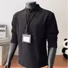 Camisa Henley para hombre, estilo americano, corte regular, manga larga, top de otoño/invierno, sudadera tipo polo jacquard texturizado de moda