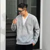 Otoño e Invierno Nuevo Punto Falso de Dos Piezas Cuello en V para Hombre Estilo Retro Perezoso Polo Pulóver Chaqueta Holgada de Manga Larga