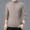 Suéter de Tricô Masculino 2025 Outono/Inverno Novo Gola Alta Meia Grossa Quente Casual Moda Suéter para Homens