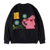 Sudadera estampada de moda para hombre en color negro, top unisex resistente de estilo retro americano con cuello redondo para pareja, para principios de otoño