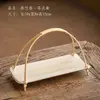 Cestas tejidas de bambú hechas a mano, bandejas de té, juegos de té, cribas de doble capa, cestas de bambú y platos para decoración de jardín de infantes.